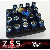 Z.S.S. チタン合金 レーシングナット ホイールナット 貫通ナット M12×P1.5 20本入 トヨタ レクサス 三菱 マツダ ブルーグラデーション 17HEX  テーパー