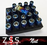 Z.S.S. チタン合金 レーシングナット ホイールナット 貫通ナット M12×P1.5 20本入 トヨタ レクサス 三菱 マツダ ブルーグラデーション 17HEX  テーパー