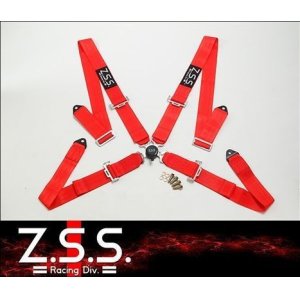 画像1: Z.S.S. ZSS 4点式 レーシングハーネス シートベルト レッド 赤 カムロック式 3インチ ハーネス 汎用品