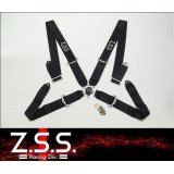 Z.S.S. ZSS 4点式 レーシングハーネス シートベルト ブラック 黒 カムロック式 3インチ ハーネス 汎用品