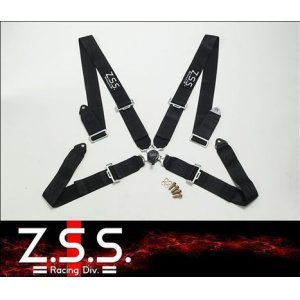 画像1: Z.S.S. ZSS 4点式 レーシングハーネス シートベルト ブラック 黒 カムロック式 3インチ ハーネス 汎用品