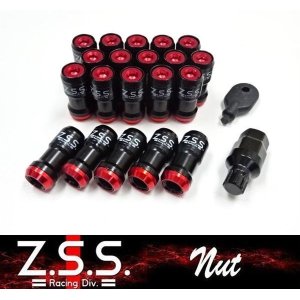 画像1: Z.S.S. ZSS レーシングナット ホイールナット スチール M12×P1.5 黒/赤 アルミカラー 専用工具付き トヨタ 三菱 マツダ