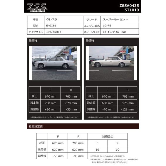 Z.S.S. オフィシャル オンラインストアZ.S.S. ZSS フルタップ車高調