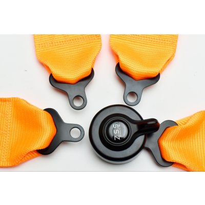 画像6: Z.S.S. ZSS 4点式 レーシングハーネス シートベルト ネオンオレンジ 橙色 カムロック式 3インチ ハーネス 汎用品