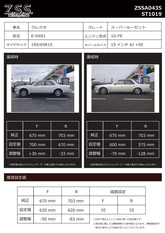 Z.S.S. オフィシャル オンラインストアZ.S.S. ZSS フルタップ車高調