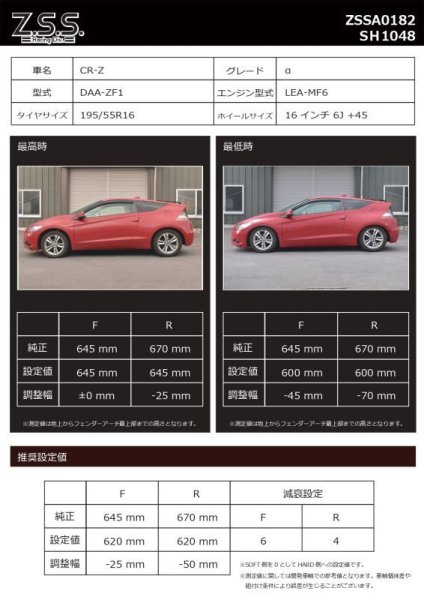 画像2: Z.S.S. ZSS フルタップ 車高調 RIGEL リゲル ZF1 ZF2 CRZ CR-Z サスペンション (2)