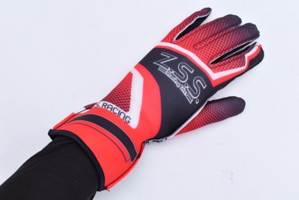 画像6: Z.S.S. ZSS レーシンググローブ 成人用 ブラック×レッド Mサイズ レース カート グリップ ドリフト 走行会に 手袋 ファブリック (6)