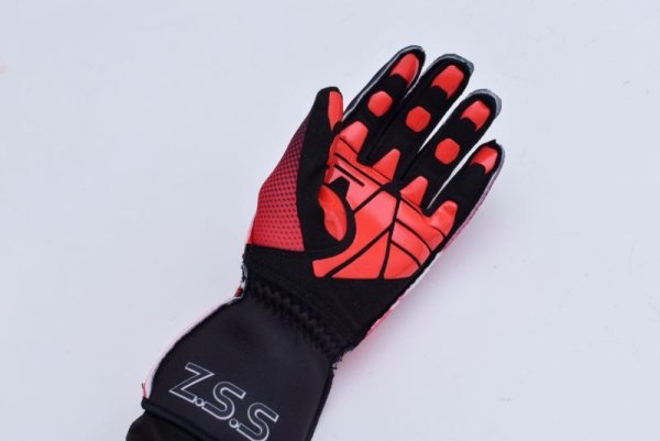 画像2: Z.S.S. ZSS レーシンググローブ 成人用 ブラック×レッド Mサイズ レース カート グリップ ドリフト 走行会に 手袋 ファブリック (2)