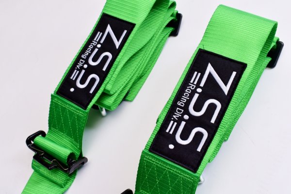 画像6: Z.S.S. ZSS 4点式 レーシングハーネス シートベルト ネオングリーン 緑色 カムロック式 3インチ ハーネス 汎用品 (6)