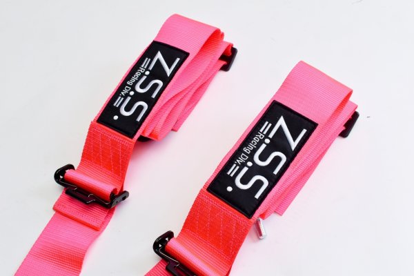 画像6: Z.S.S. ZSS 4点式 レーシングハーネス シートベルト ネオンピンク カムロック式 3インチ ハーネス 汎用品 (6)