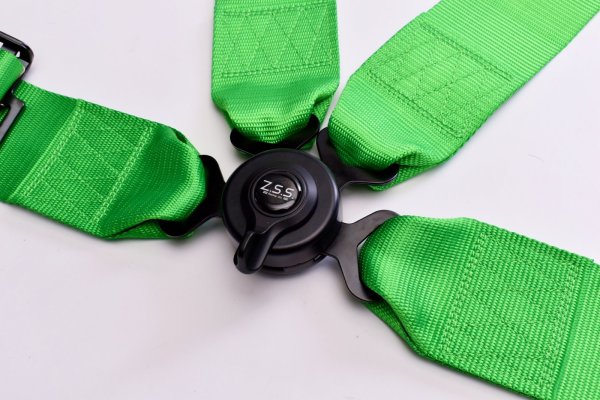 画像2: Z.S.S. ZSS 4点式 レーシングハーネス シートベルト ネオングリーン 緑色 カムロック式 3インチ ハーネス 汎用品 (2)