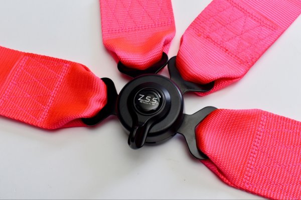 画像2: Z.S.S. ZSS 4点式 レーシングハーネス シートベルト ネオンピンク カムロック式 3インチ ハーネス 汎用品 (2)