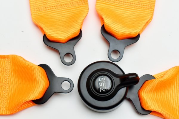 画像6: Z.S.S. ZSS 4点式 レーシングハーネス シートベルト ネオンオレンジ 橙色 カムロック式 3インチ ハーネス 汎用品 (6)